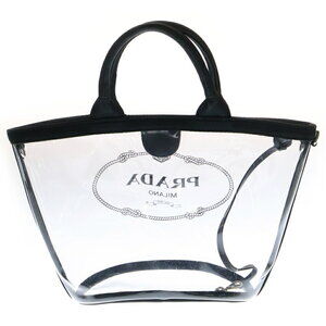 Prada Black Clear Tote Handbag Bag Vinyl Canapa